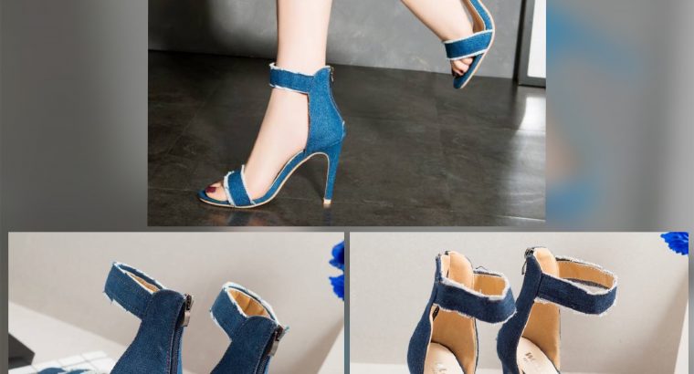 Denim High Heel Sandals